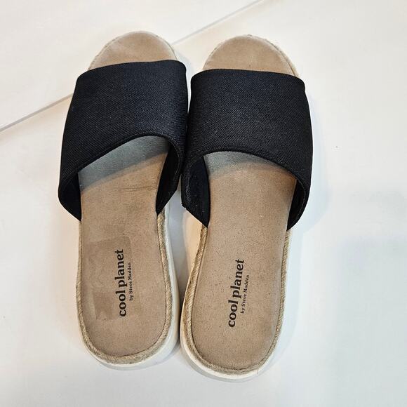 Cool Planet by Steve Madden Black Juniperr Slides Women's 10 Summer Casual - Picture 5 of 11